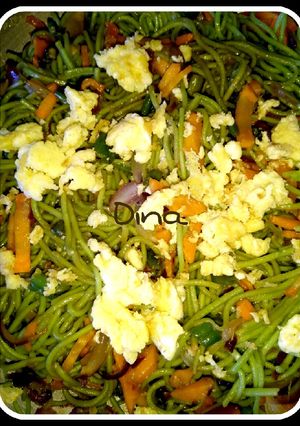 A picture of Green egg chowmein.