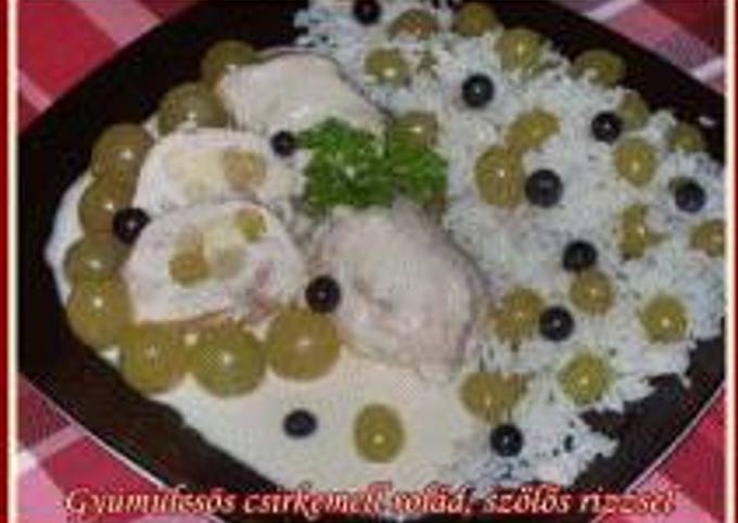 Gyümölcsös csirkemell rolád, szőlős rizzsel recept foto
