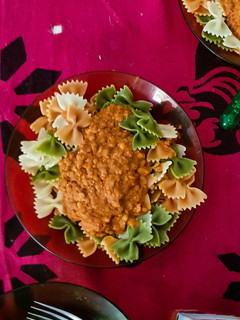 Una foto de Pesto rosso con lentejas