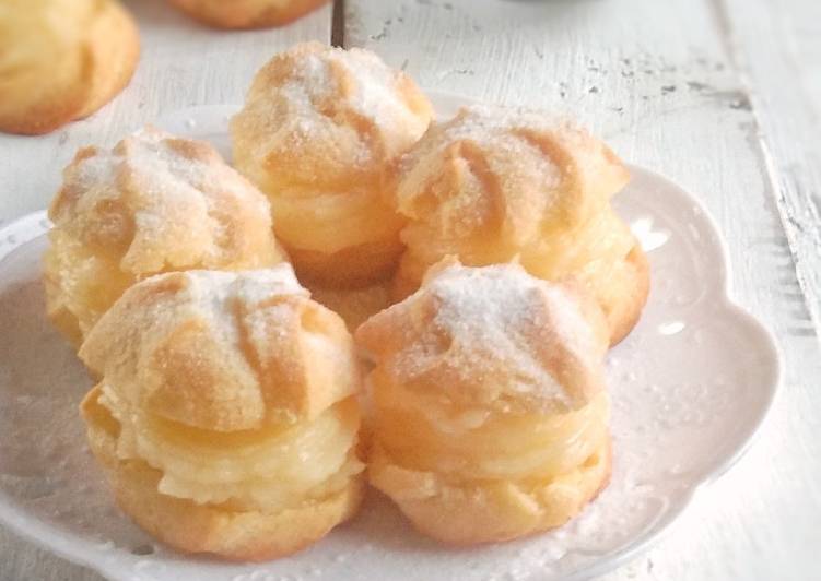 Kue Soes Vla / choux pastry (no mixer, no butter) w.17