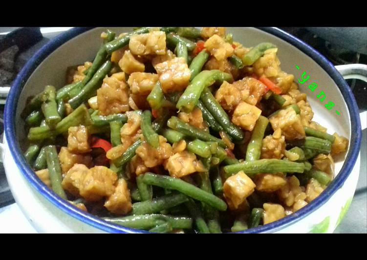 Resep Oreg tempe + kacang panjang Anti Gagal
