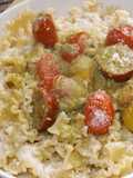 Pasta seca con tomatitos al pesto