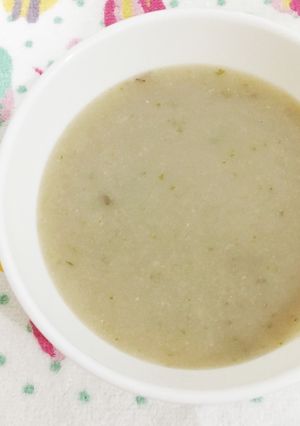 Foto resep MPASI Zoe (7+) : Bubur Kale + Kentang merah + UB + Jagung susu + Kaldu sapi
