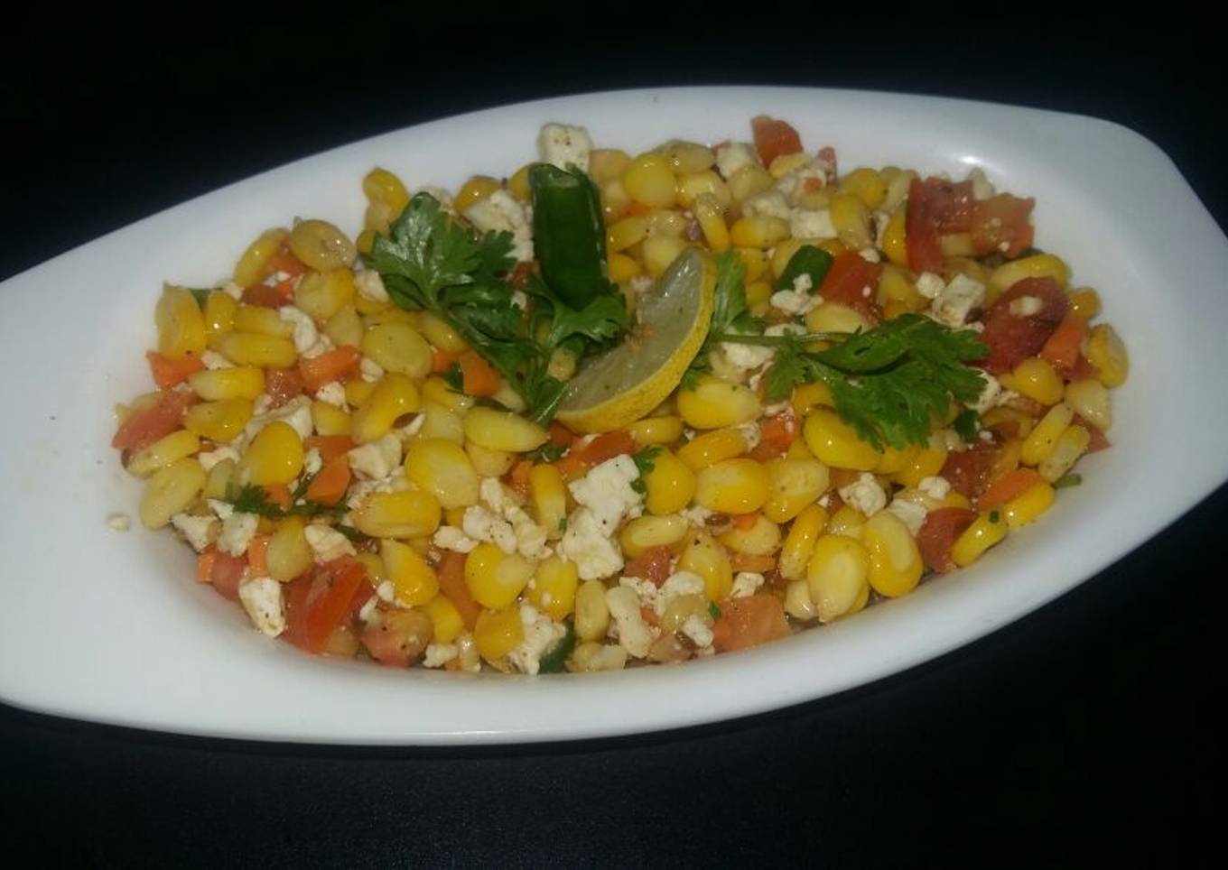 Sweet corns salad with cottage cheese