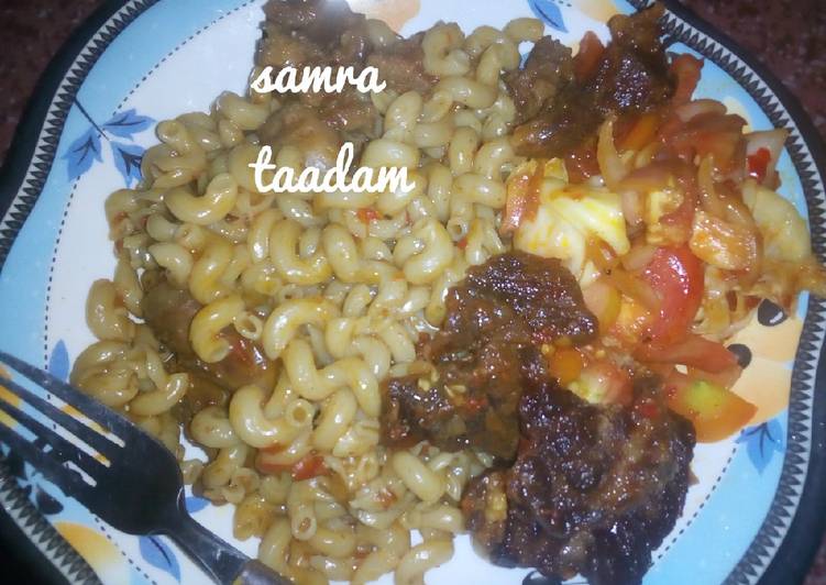 Recipe of Yummy Macaroni with peppered meat