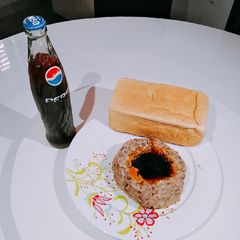 Ewa agoyin and agege bread and pepsi A picture of Ewa agoyin and agege bread and pepsi.