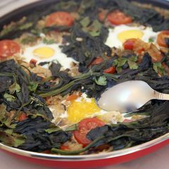 A picture of Rice with vegetables, wild mushrooms, eggs and Olive Oil from Spain recipe.