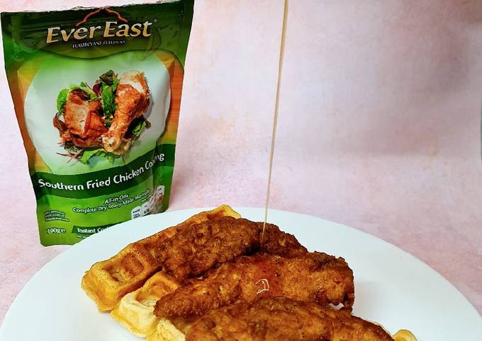 Recipe of Any-night-of-the-week Southern Fried Chicken &amp; Waffles 🍗🧇 Drizzled with Maple Syrup