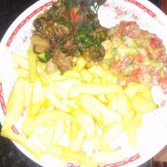 A picture of Chips, Pork and Guacamole.