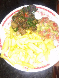 A picture of Chips, Pork and Guacamole.