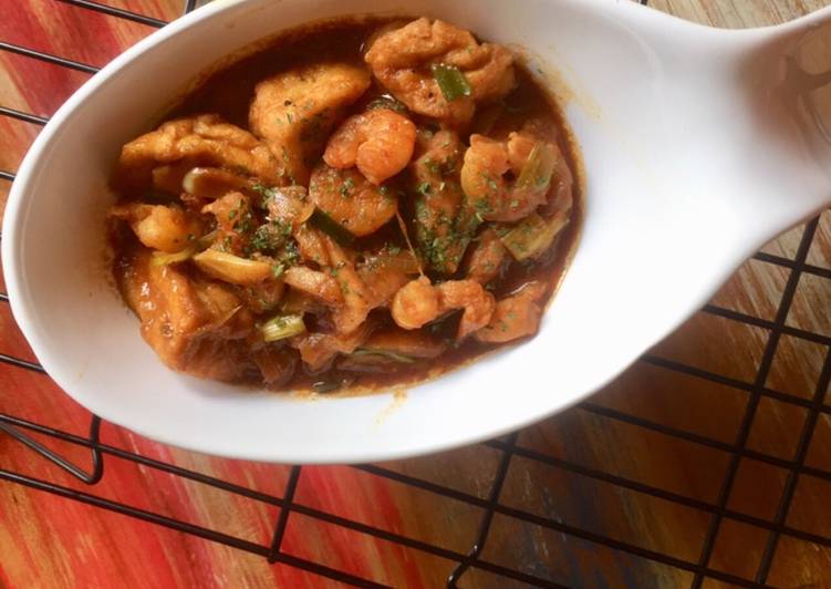 Udang tahu saus padang Udang tahu saus padang