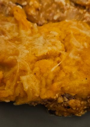 A picture of Butternut and Carrot Hash with Two Meats.