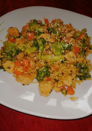 Szójás pulykemell brokkolis répás basmati rizzsel recept fotója
