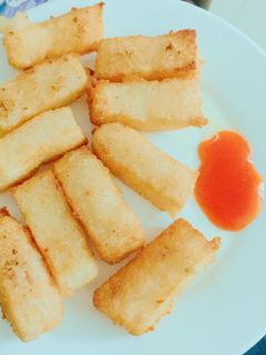 Hình của món Bánh cơm nguội chiên.