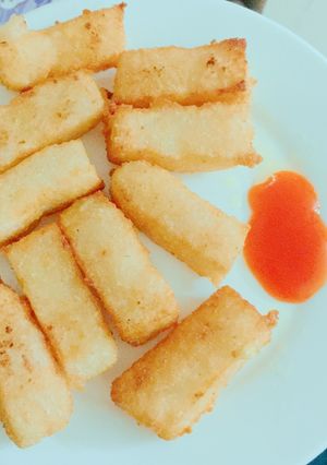 Hình của món Bánh cơm nguội chiên.