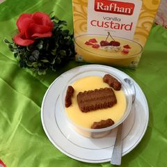 A picture of Vanilla custard with candi biscuit 🍪 🍪.
