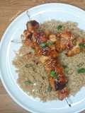 Brochettes de poulet sucrées salées