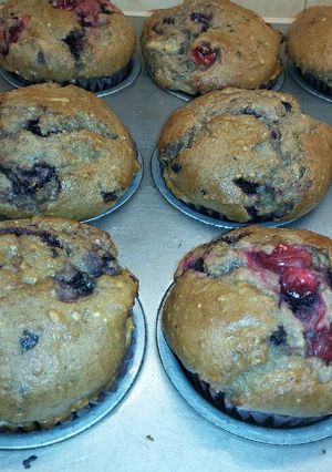 Una foto de Muffins a mi manera con arándanos