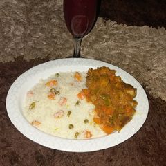 A picture of Danbun shinkafa with vegetable soup.