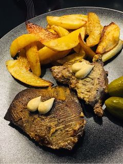 Mustáros sertésmáj recept fotója