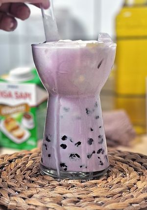 Foto resep Taro Milky Boba with Homemade Cream Cheese