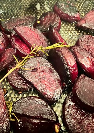A picture of Roasted beetroot with vinegar and pomegranate molasses.