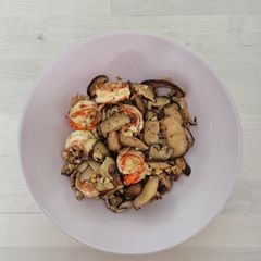 A picture of Sauteed Mushroom with prawns.