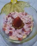 Frutillas con banana y crema rosa
