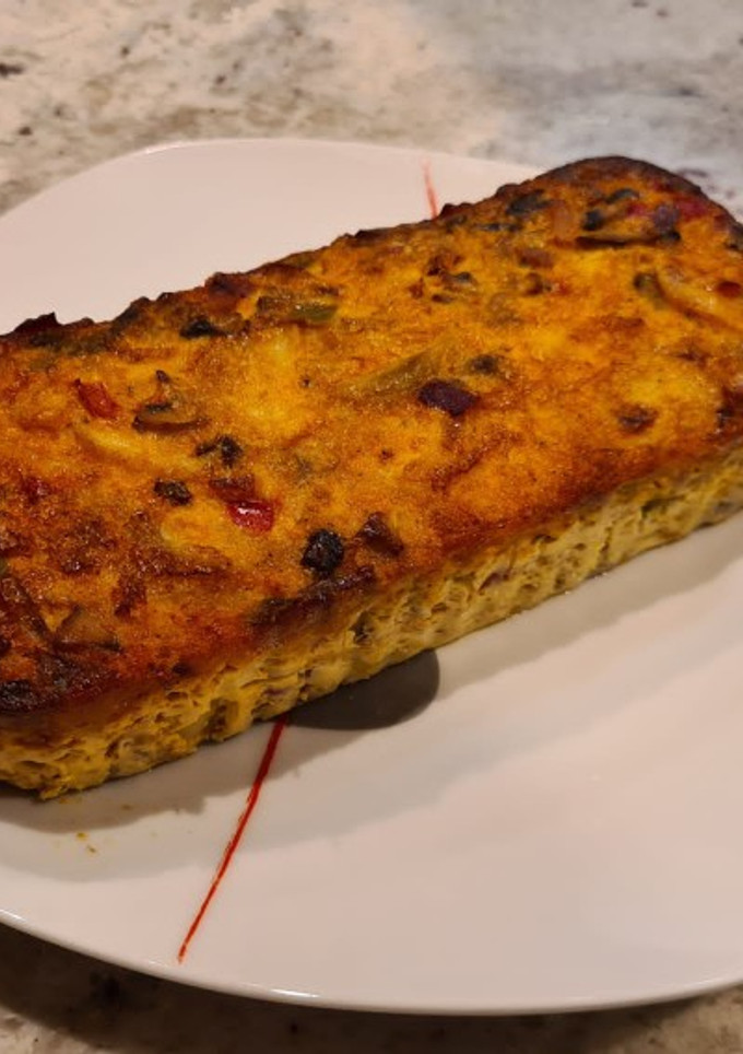 Una foto de Tortilla de champiñones y bacon al horno