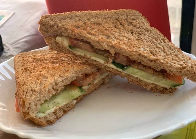 Simple Way to Prepare Super Quick Homemade Double Cheese and vegetable sandwich