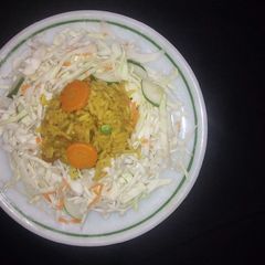 A picture of Fried rice with beef meat.