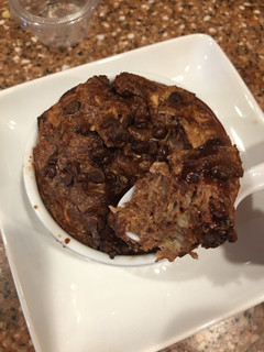 A picture of Cocoa Loco bread pudding.