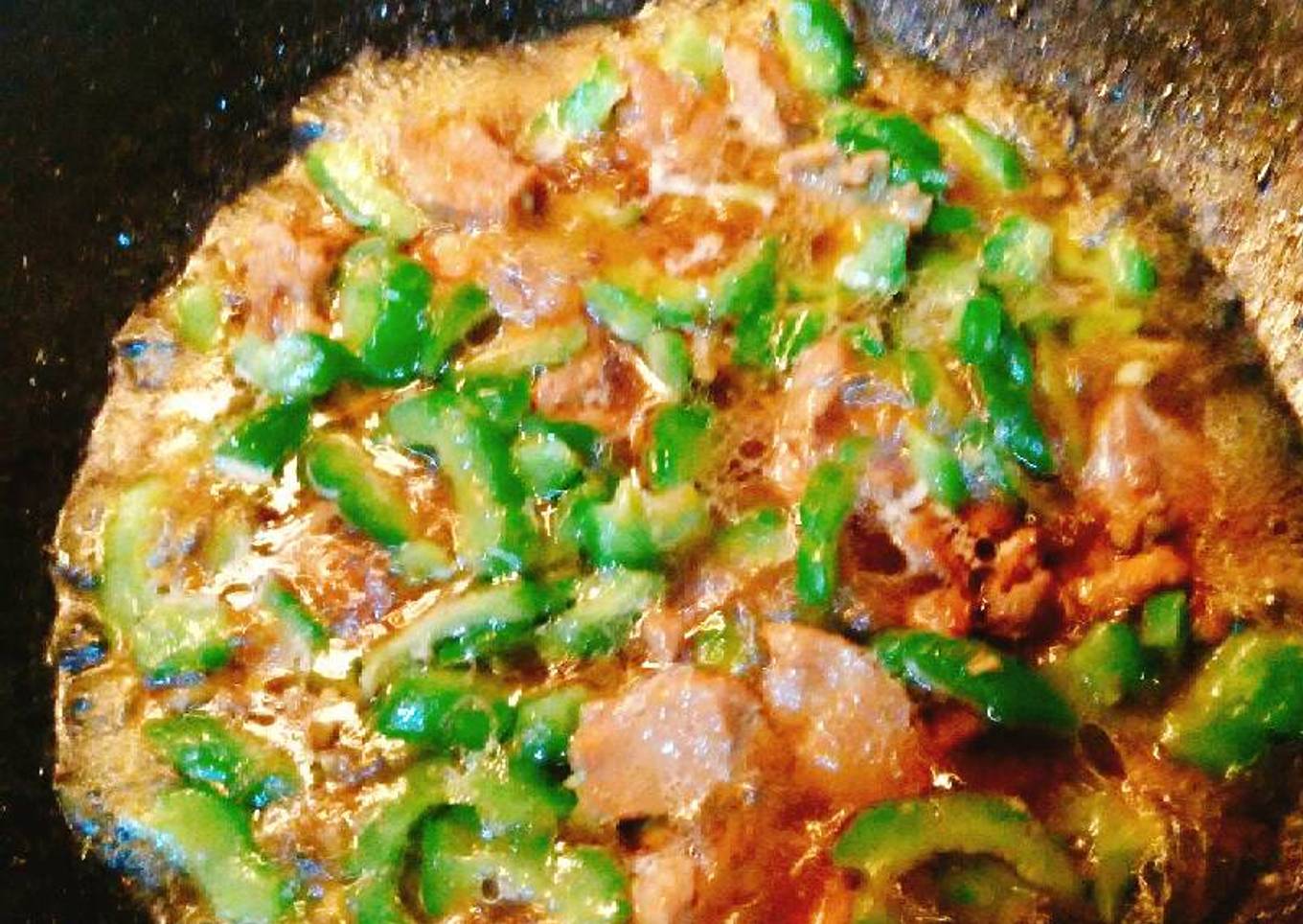 Pare cah daging babi(masak kecap)
