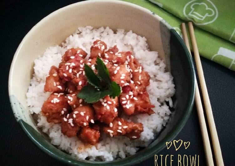 Resep Rice Bowl Chicken Hot yang Enak