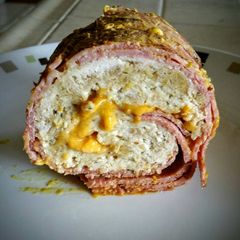 Cheesy Turkey Bacon Bomb, Weaved Cheddar Meatloaf, Turkey Bacon Burger Patties A picture of Cheesy Turkey Bacon Bomb, Weaved Cheddar Meatloaf, Turkey Bacon Burger Patties.