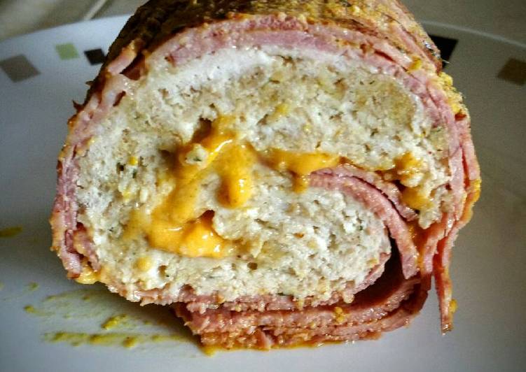 Recipe of Super Quick Cheesy Turkey Bacon Bomb, Weaved Cheddar Meatloaf, Turkey Bacon Burger Patties