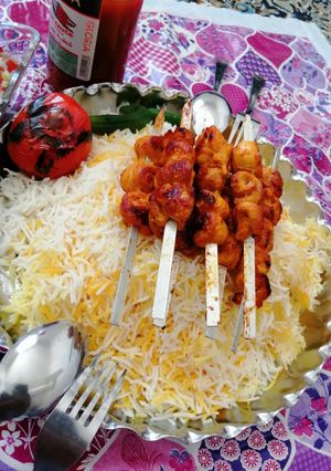 عکسی از دستور برنج با جوجه حلزونی (ماهیتابه ای)