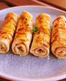 Crepes caramelizadas rellenas de crema de vainilla