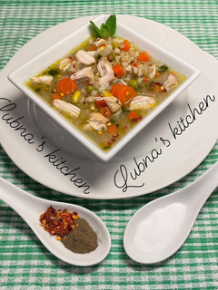 A picture of Chicken & barley soup:.