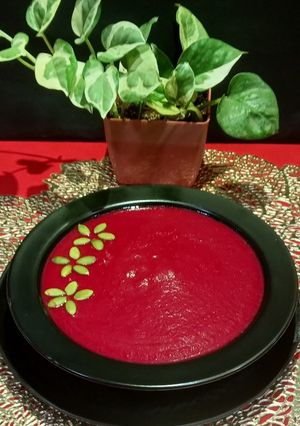 A picture of Beetroot Shorba.
