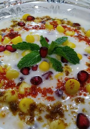 A picture of Minty Corn Pomegranate Raita.