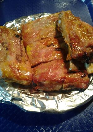 A picture of Honey mustard ribs.