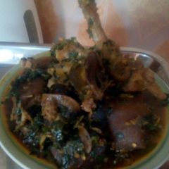 A picture of Edikaikan with goat meat.