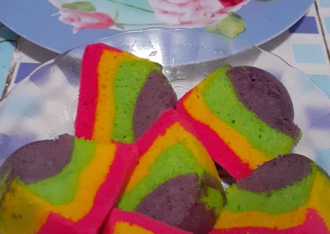 Resep: Bolu santan rainbow kukus Enak Dan Mudah