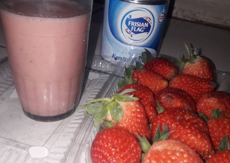 Cara ramu 52. Strawberry smothies  yang Sempurna