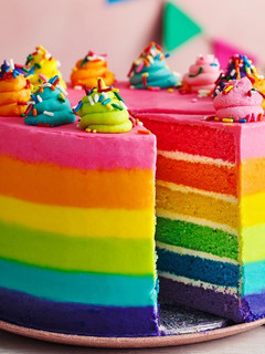 A picture of Rainbow cake.