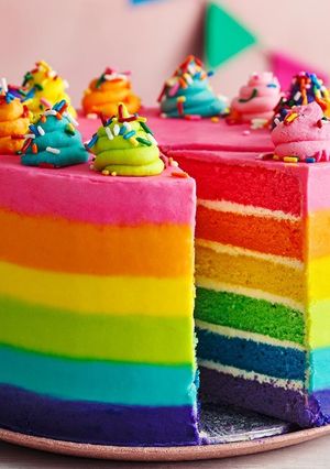 A picture of Rainbow cake.