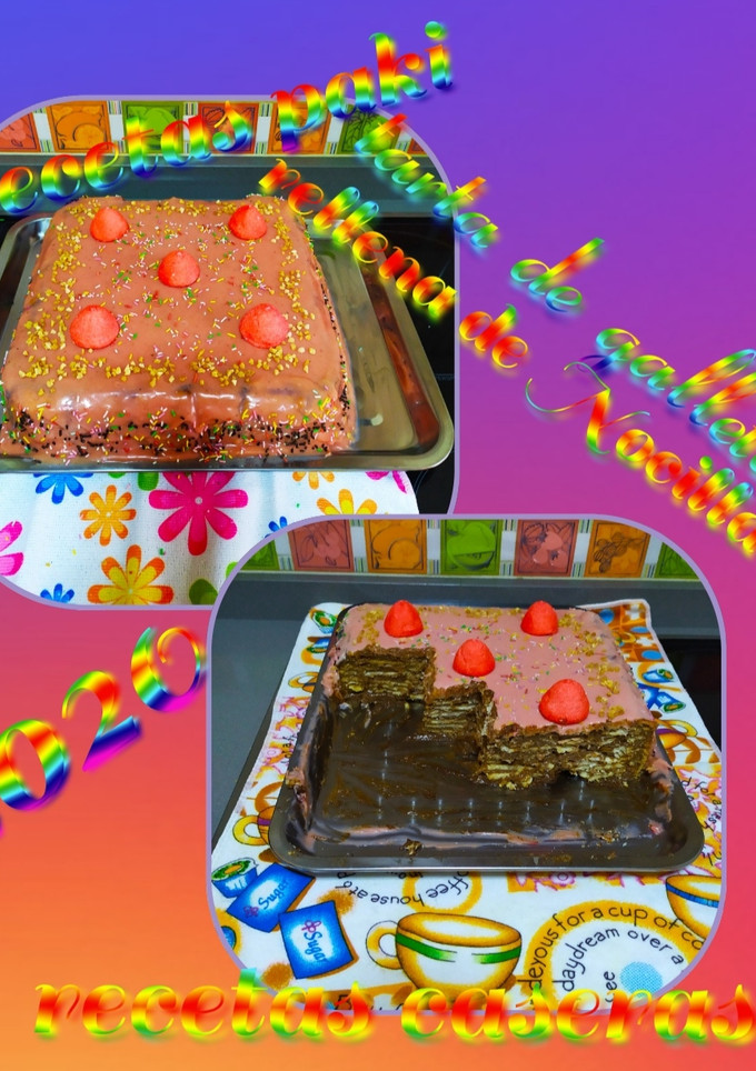 Una foto de Tarta de galletas rellena de Nocilla casera a mi manera 🍰🍪🎂 🌷