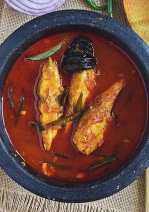 A picture of Ambot thik (red fish curry).