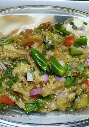 A picture of Begun Pora(Eggplant Roast).